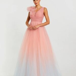 Mac Duggal Pink and Blue Ombre Tulle Gown Size 8